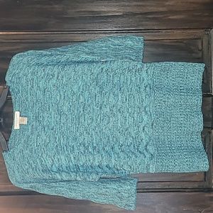 Christopher & Banks Teal and Blue 3/4 Sleeve Light Sweater sz Petite Small